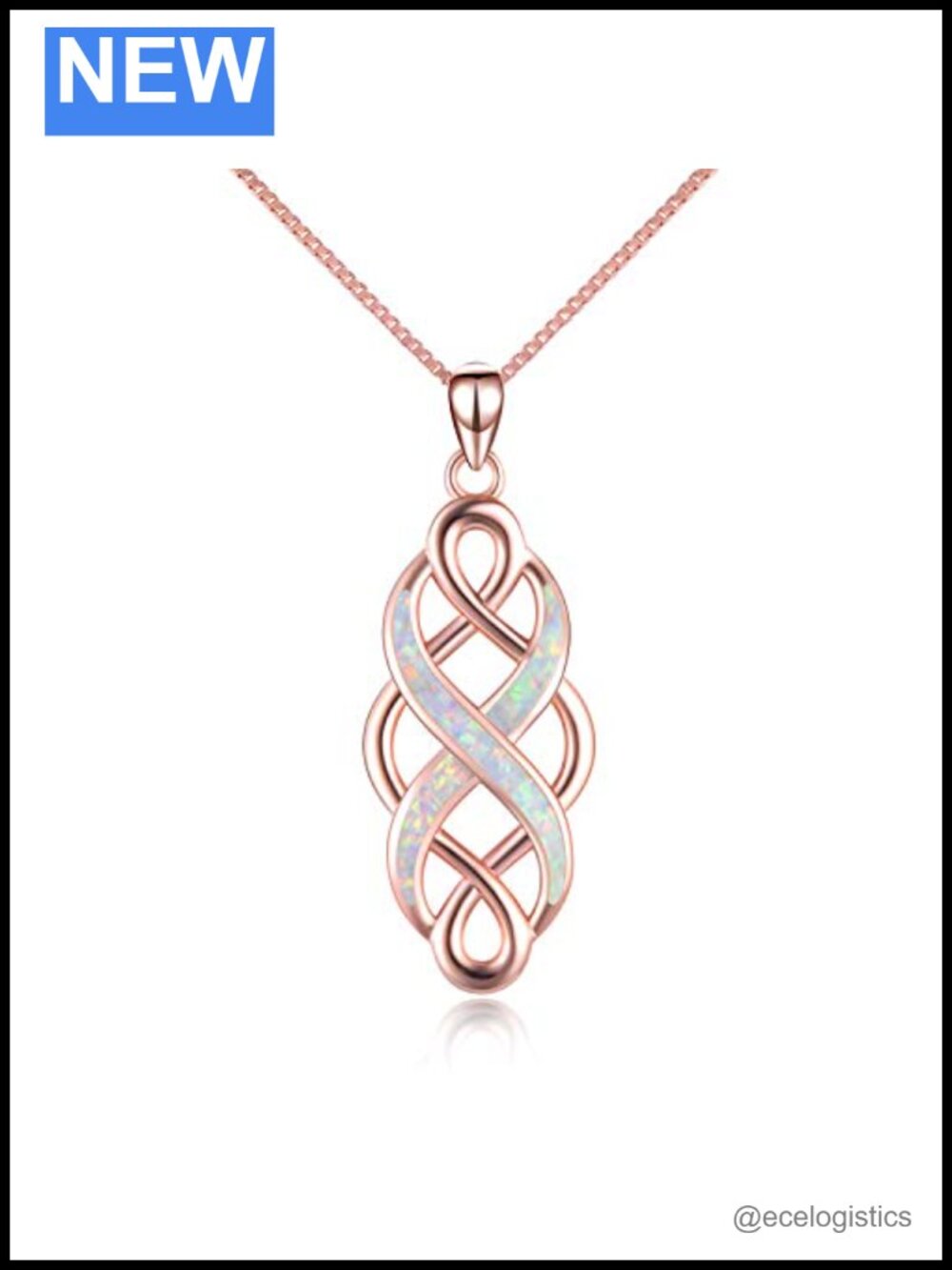 Celtic Knot Created Opal Pendant Necklace Sterling Silver 18"